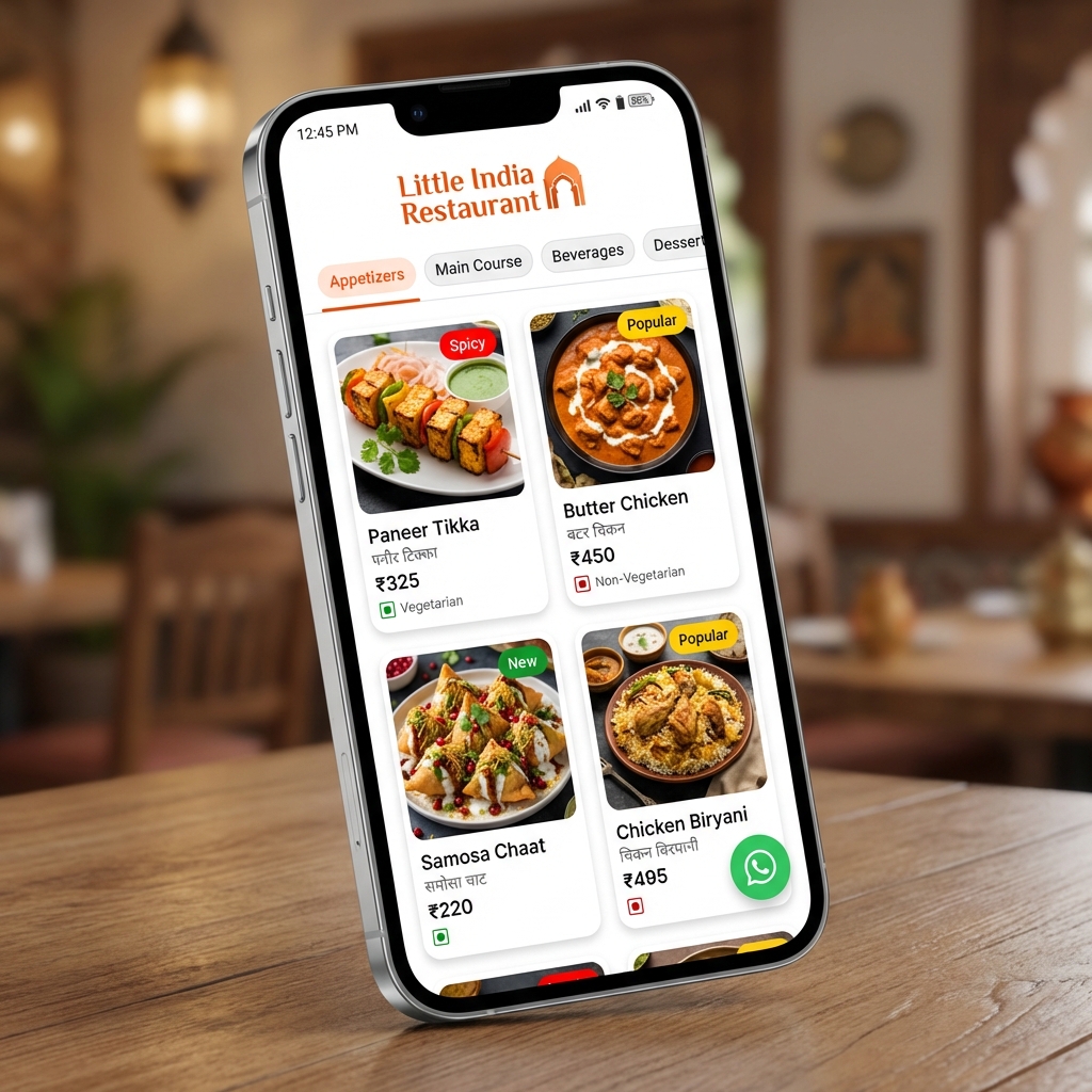 MenuKard Digital Menu on Smartphone